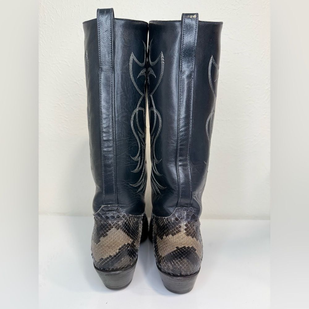 Vintage Tony Lama Snakeskin Navy Blue Leather Cowboy Boots Size 6.5 EUC - Picture 4 of 7